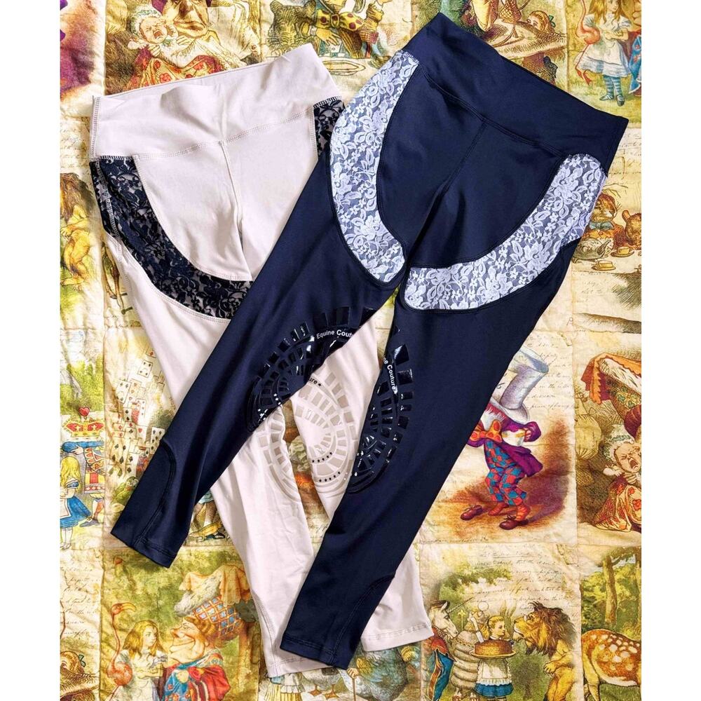 Equine Couture Spicy Girl Chili Tights by EC Size Small Breeches Lace Lot of 2 - Picture 3 of 15